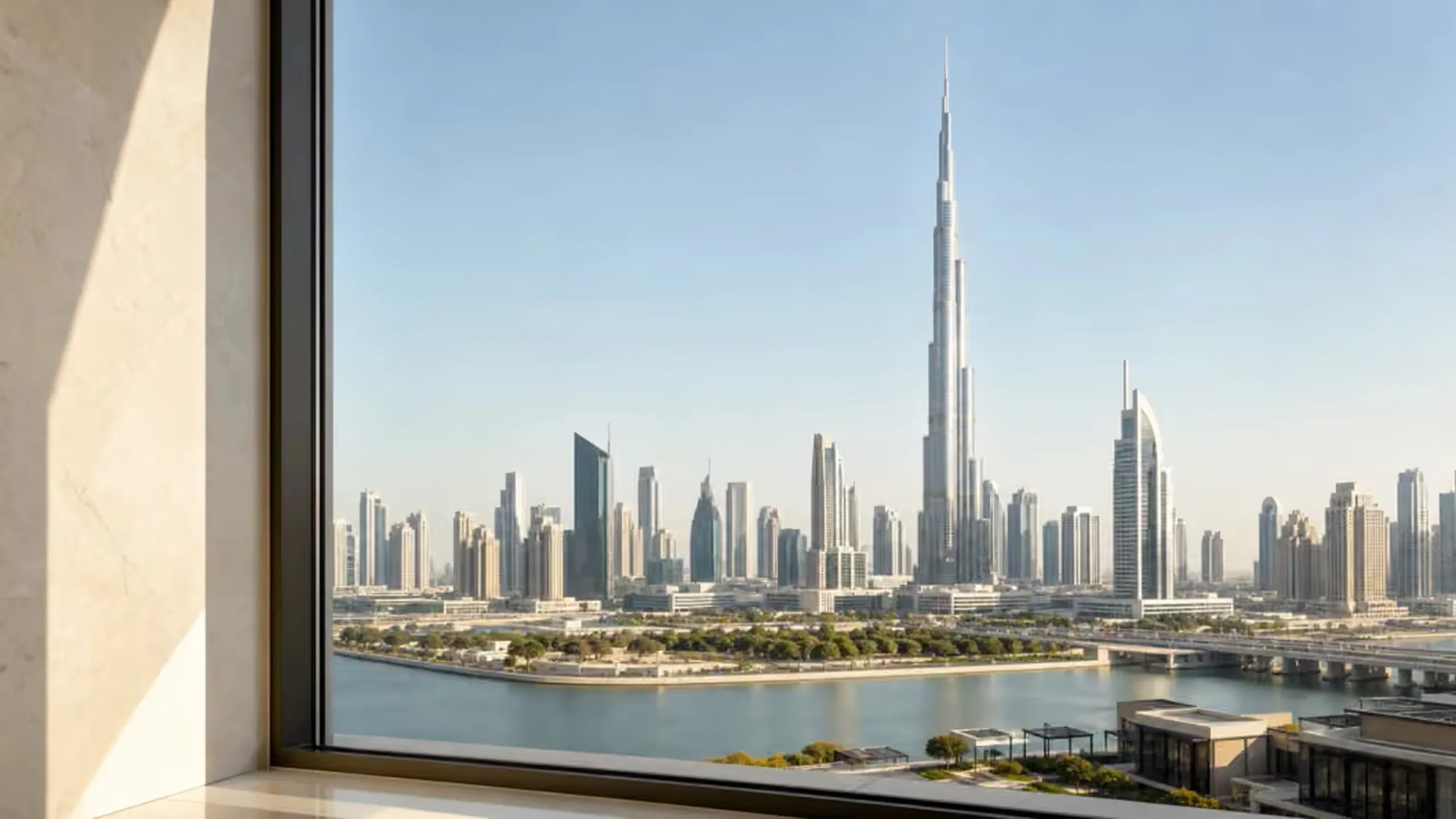 Dubai skyline in warm natural light