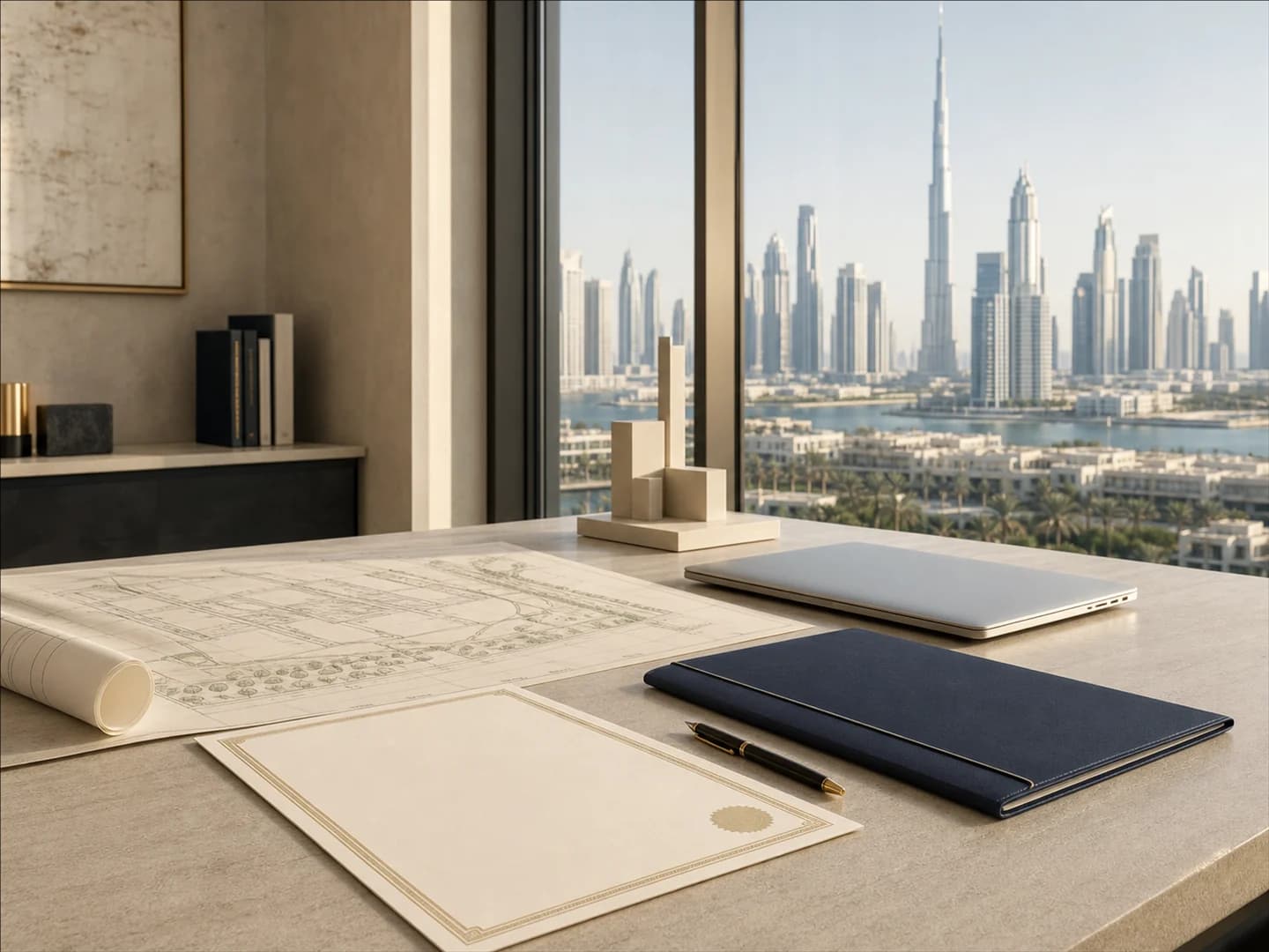 Organised UAE business launch materials arranged as an operating blueprint